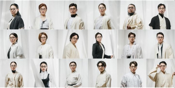 창작 뮤지컬 '백범'에서 김구를 연기하는 18인의 배우들 (사진=국립박물관문화재단 제공)