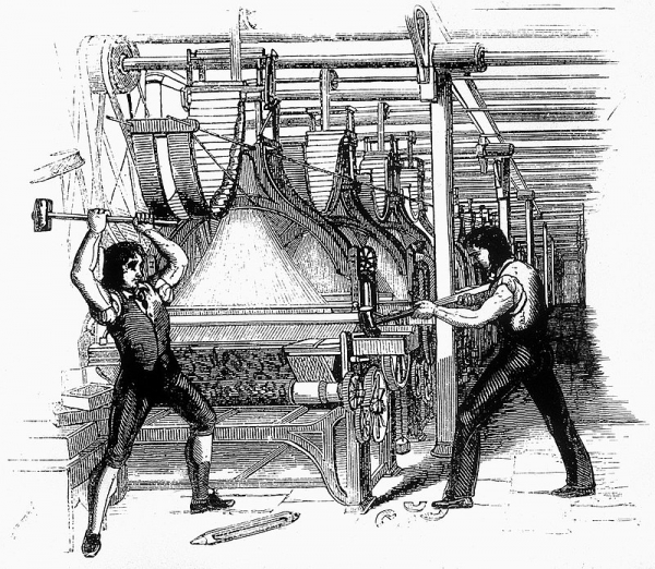 Luddites smashing a power loom in 1812 “기계가 사람을 노예로 만든다” 산업혁명의 반작용으로 19세기 영국에서는 기계파괴 운동(러다이트운동)이 일어나기도 했다.