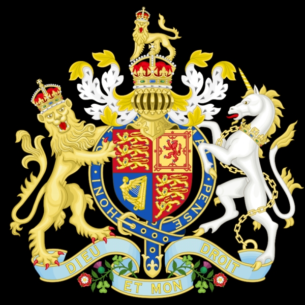 영국의 왕실 문장. 1837년 빅토리아여왕 즉위 이래 사용되는 것으로, 4등분으로 나뉜 방패의 좌우측에 사자와 유니콘이 그려져 있다. 방패 속 사자 세 마리가 그려진 두 개의 그림은 잉글랜드의 왕실 문장이며, 우측 위는 스코틀랜드의 왕실, 좌측 아래는 아일랜드의 국장이다. 대영제국이 이 세 나라의 연합으로 만들어진 국가임을 보여준다.방패 밑 프랑스어 문장은 영국 군주들의 표어인 "신과 나의 권리"(Dieu et mon droit), 방패를 둘러싼 리본에는 "악한 생각을 하는 자에게 화가 있으라!"(Honi soit qui mal y pense)는 표어다.