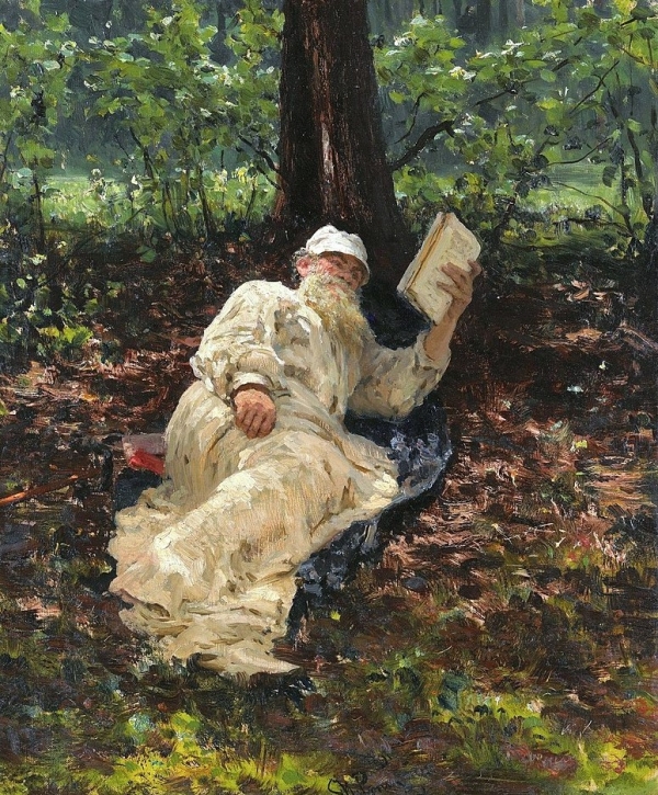 숲속에 누워 있는 톨스토이, 일리야 레핀, 1891년