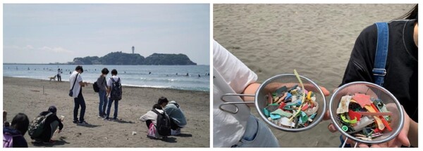 고등학교 소풍날 펼쳐진 ‘비치 클린(beach clean)’ 캠페인. 사진=세야니시고등학교 제공<br>